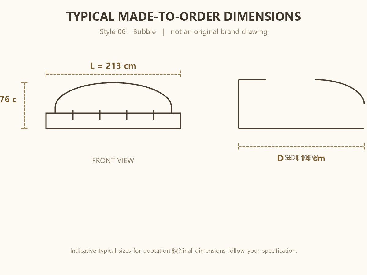 Bubble (3-seat / curved) Dimensions