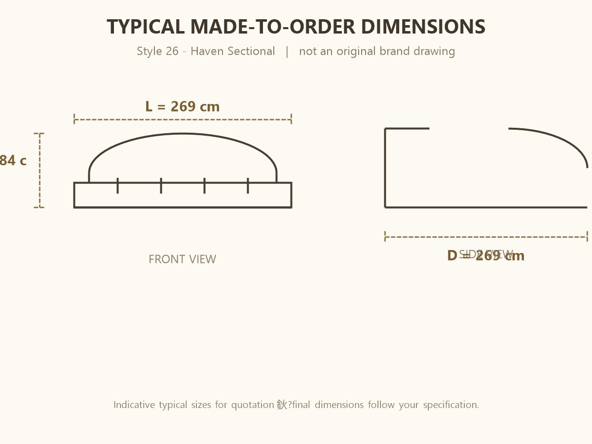 Haven Sectional (Build Your Own) Dimensions