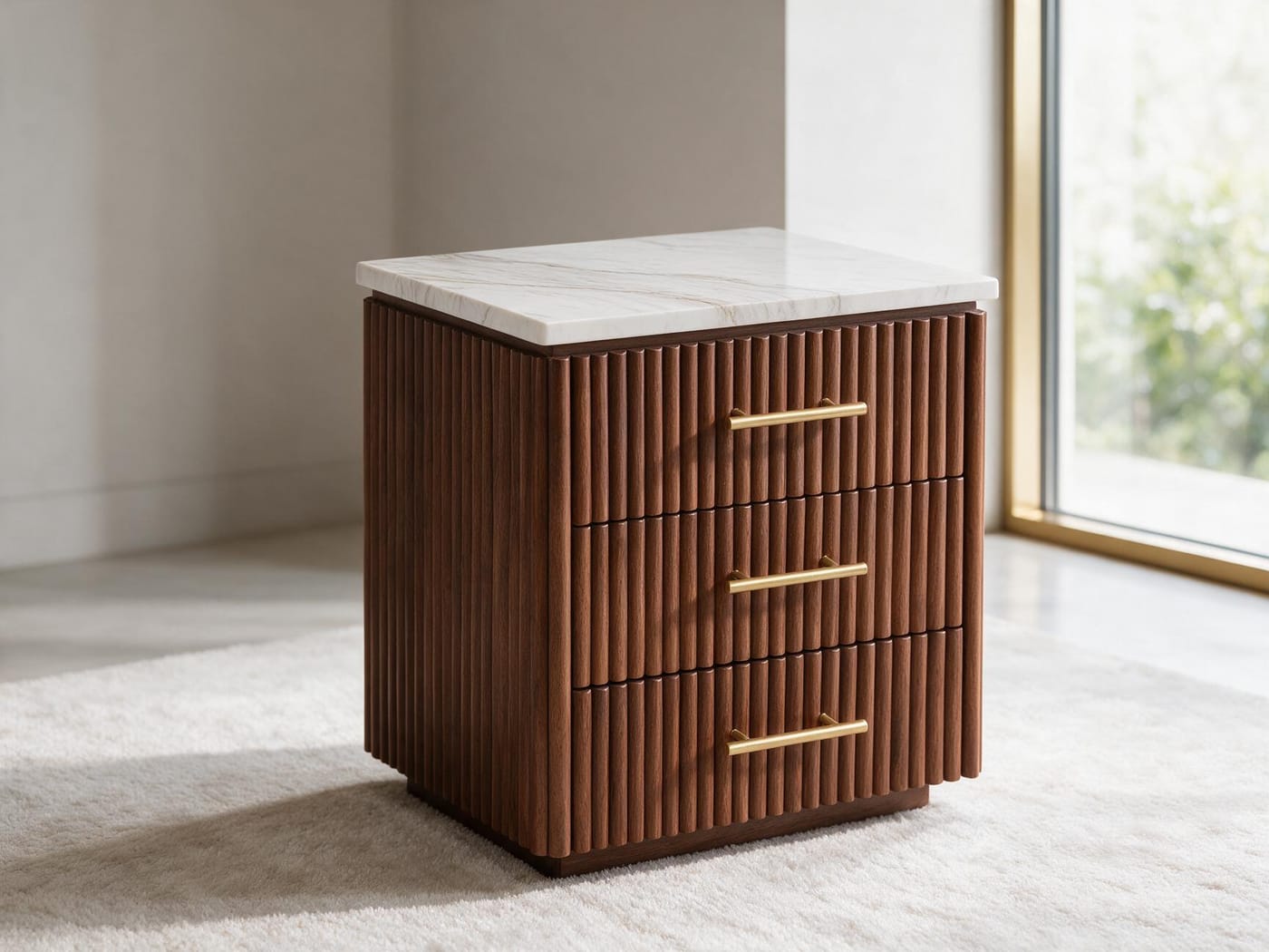 White Marble Stone-Top Nightstand II
