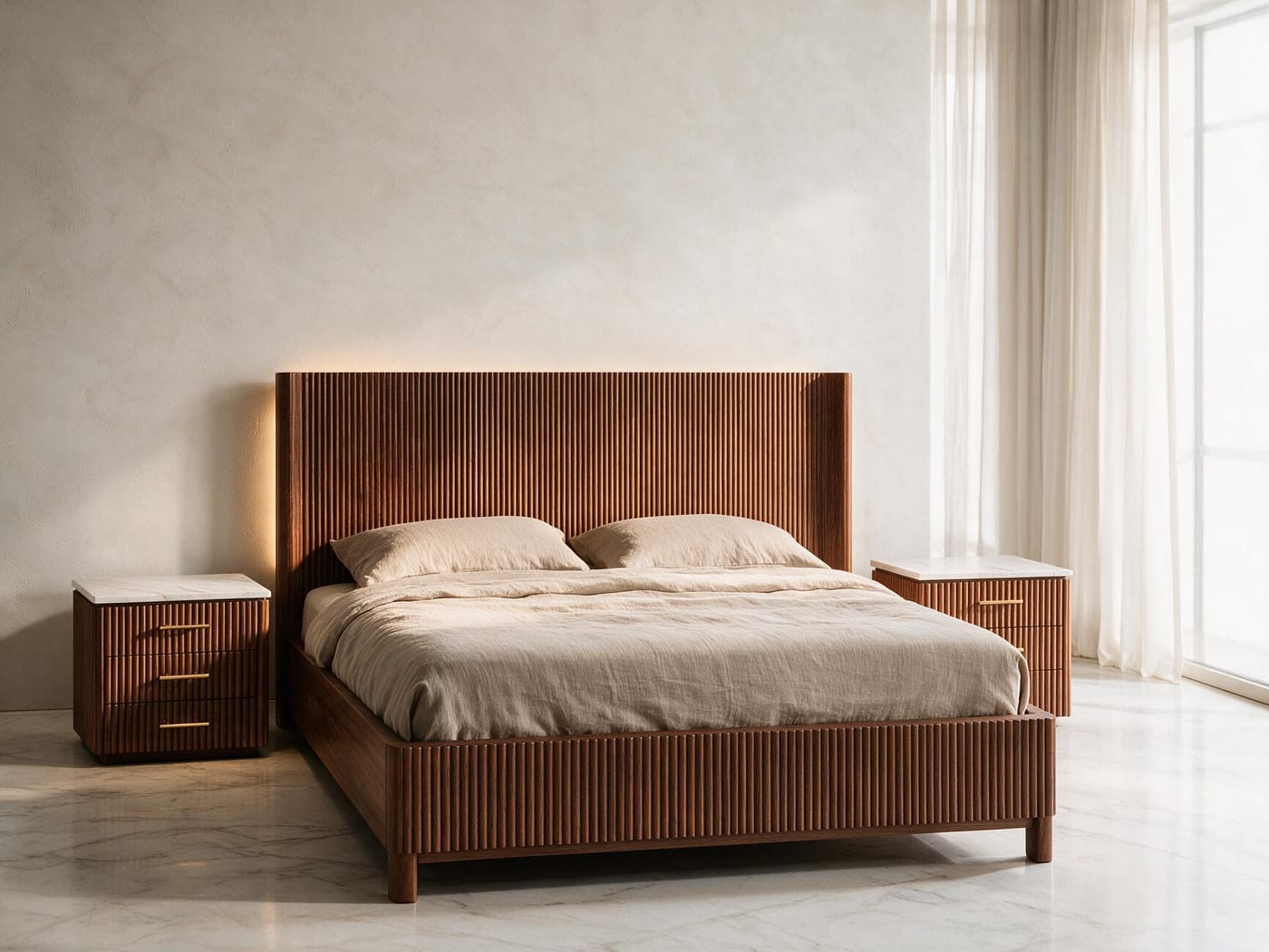White Marble Stone-Top Nightstand II — image 3