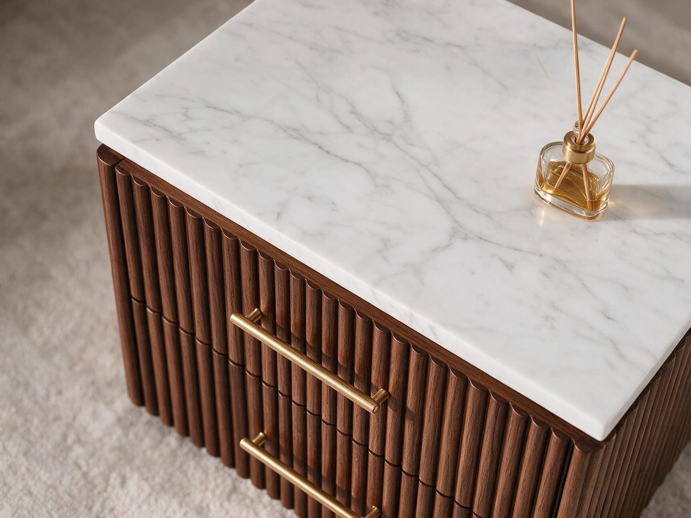 White Marble Stone-Top Nightstand II — image 6