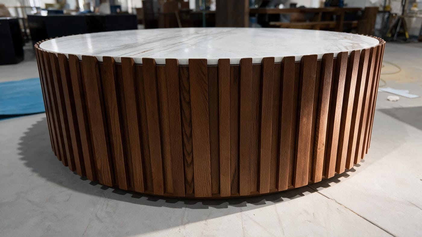 1.6m Marble Stone-Top Round Coffee Table