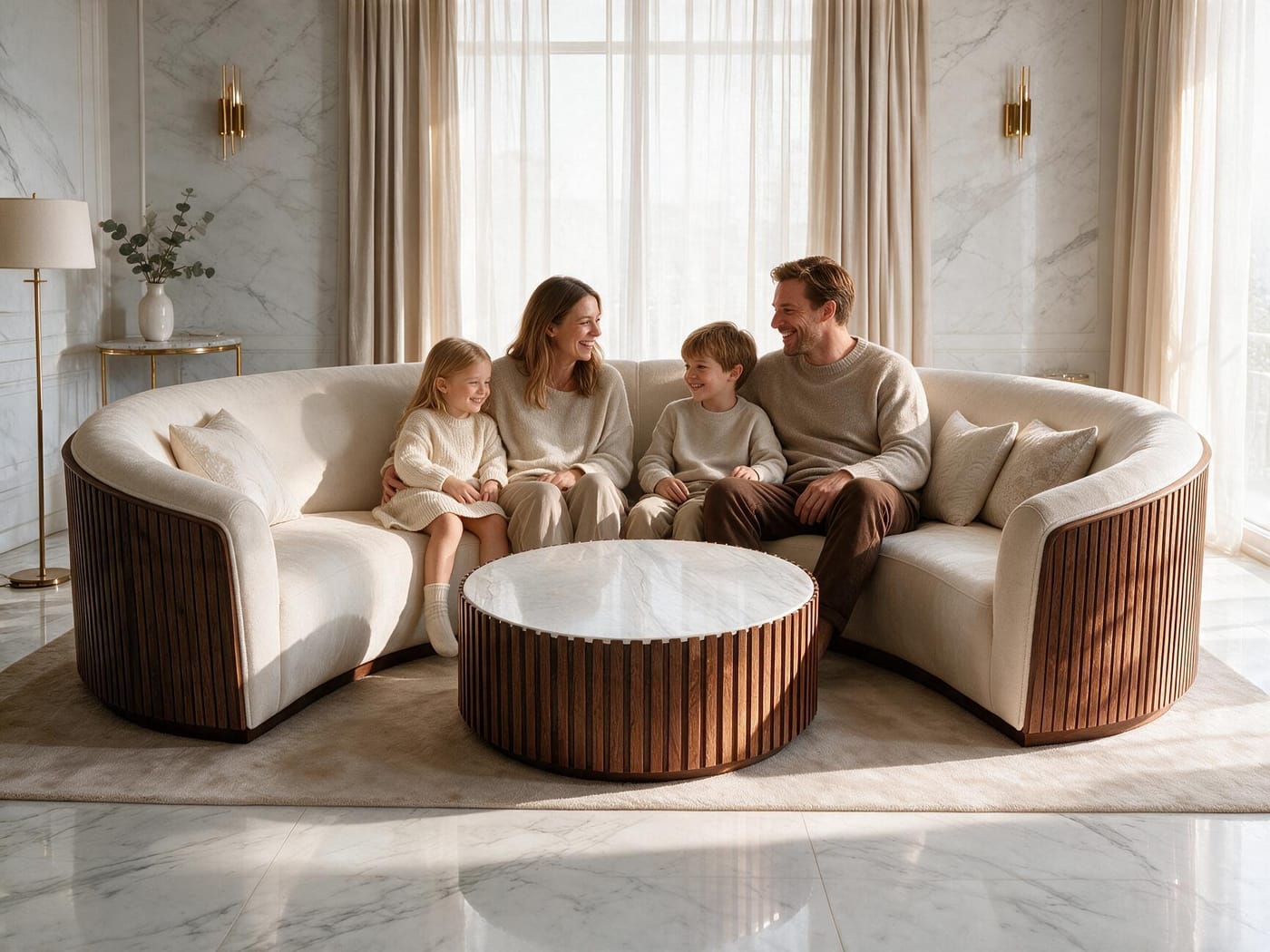 1.6m Marble Stone-Top Round Coffee Table — image 5