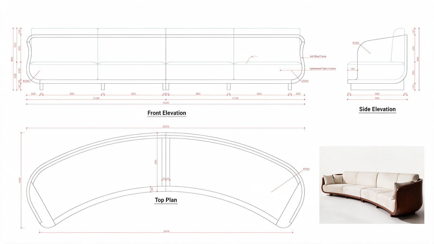 4.2 m Custom Upholstered Sofa — image 8