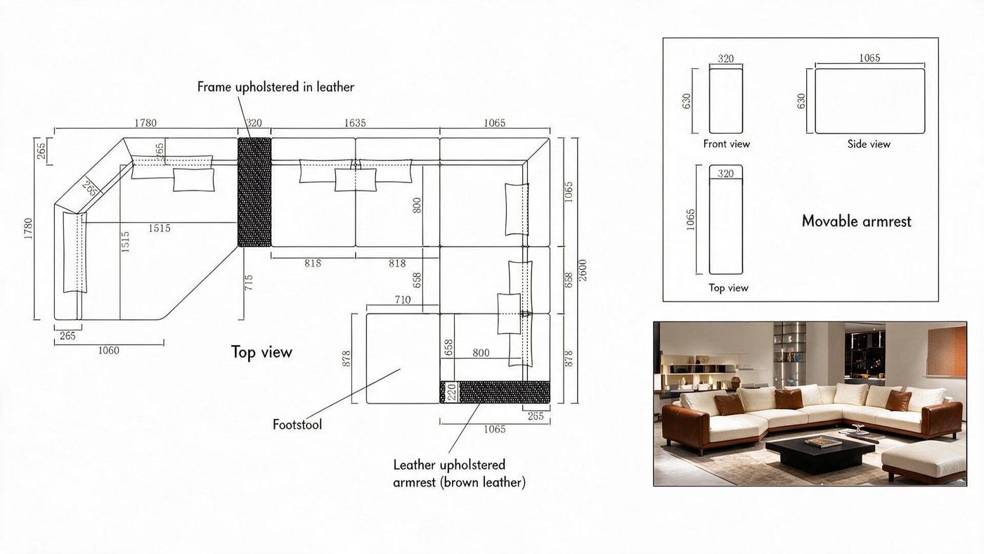 4.8 m Custom Upholstered Sofa — image 8