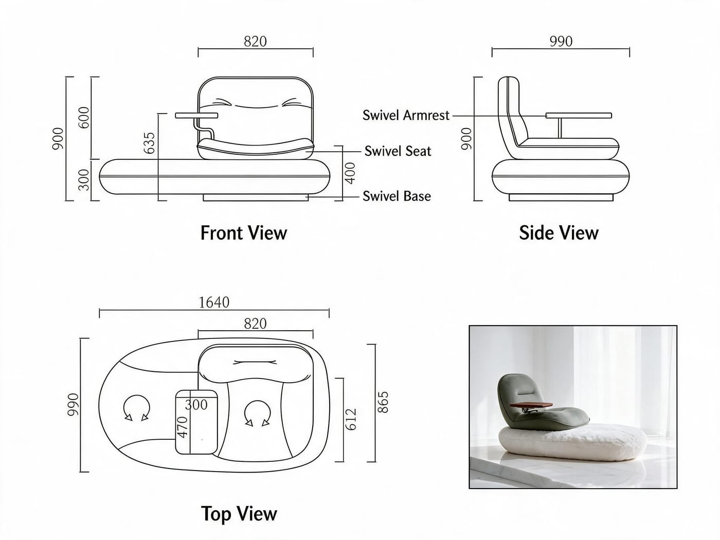 Custom Swivel Chair, German Model — image 6