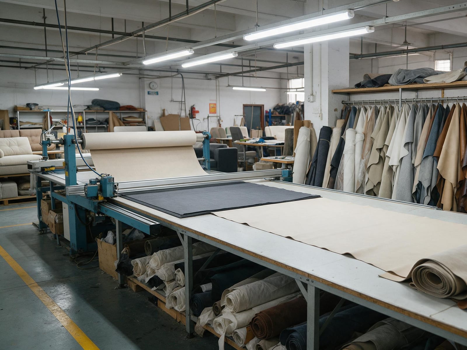 Fabric cutting at Made2Furniture